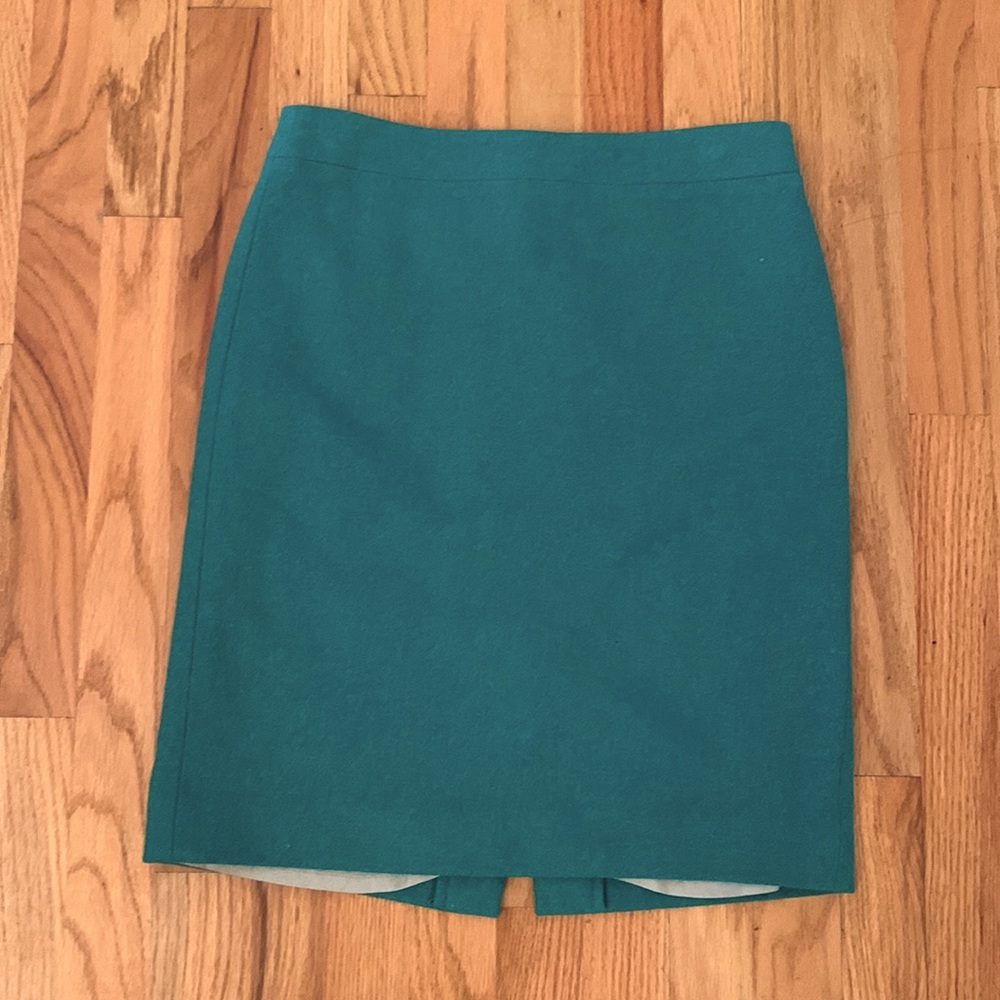 J. Crew Wool Pencil Skirt - Green - 4
